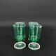 4 vintage green glass goblets on a stem – 1960s/70s