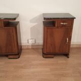 Tables de chevet italiennes Art Déco en noyer, Set de 2