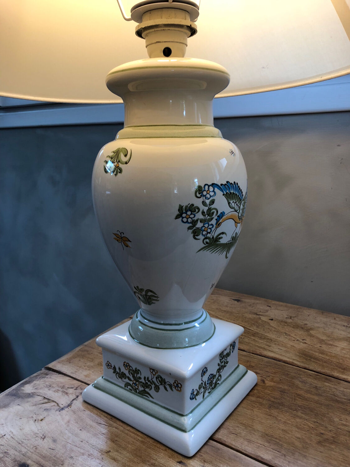 Antique lamp foot in Moustiers porcelain