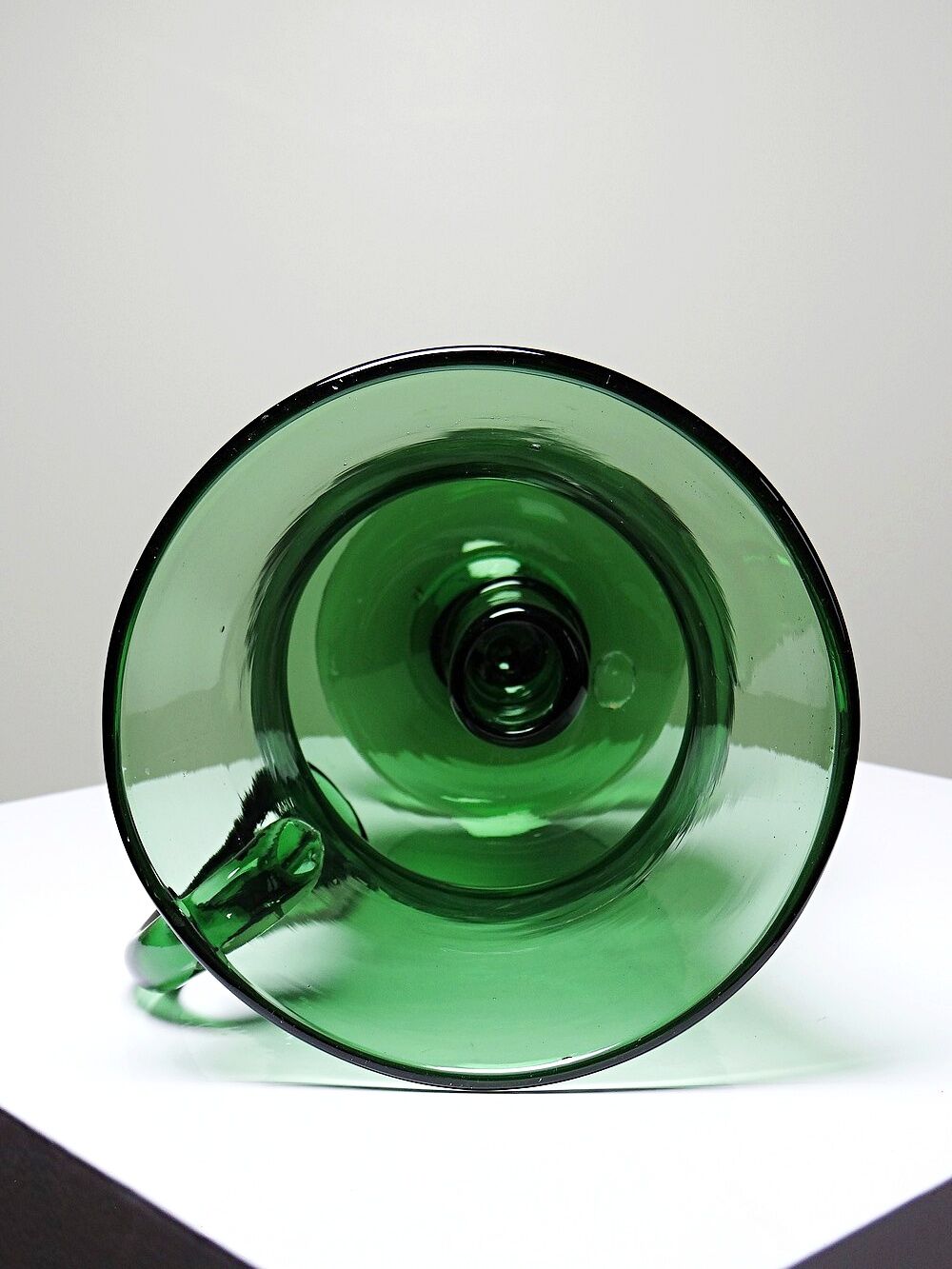 Large vintage green blown glass lantern, 1960s-70s.