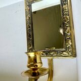 Vintage  Brass Wall mirrored Candle Sconce