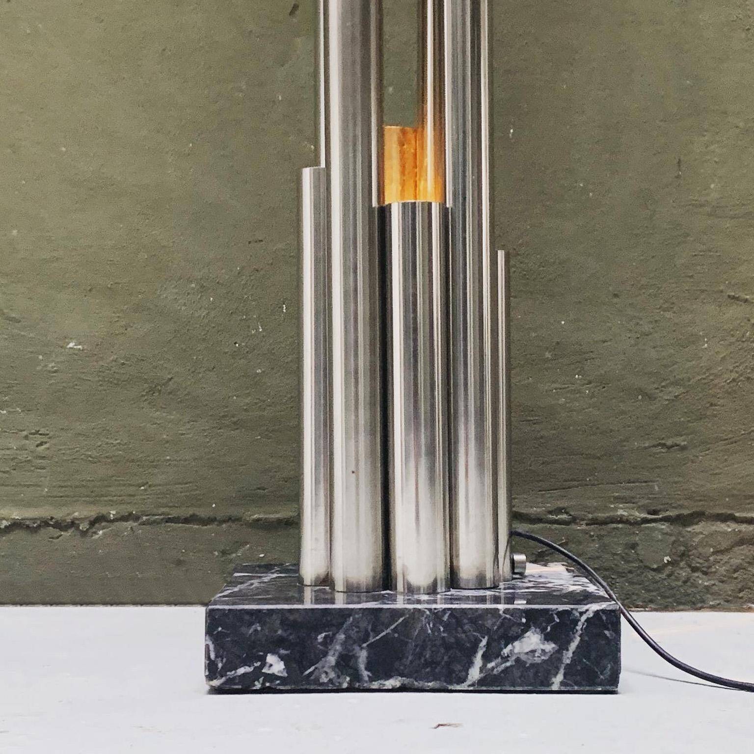Sculptural lamp - coat rack in steel and marble, Italian, Space Age, Decorative