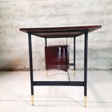 Vintage lacquered top desk with iron structure and pointed brass feet