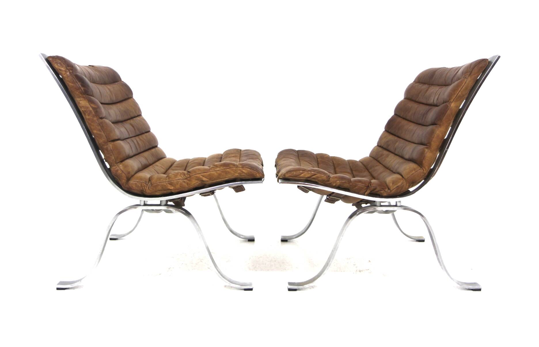 Set de 2 fauteuils scandinave en cuir "Ari", Arne Norell, Suède, 1960