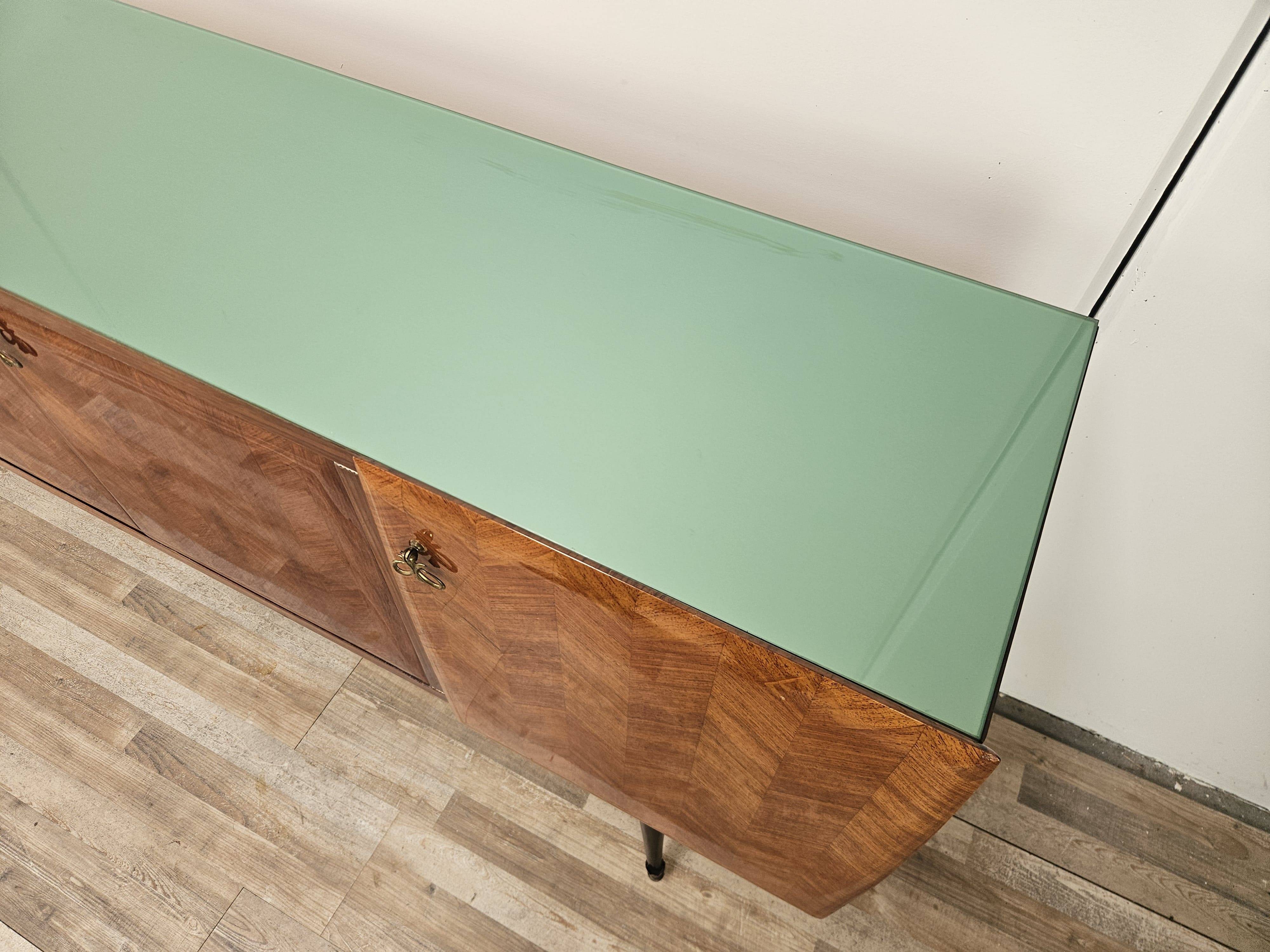 Enfilade en acajou avec plateau en verre