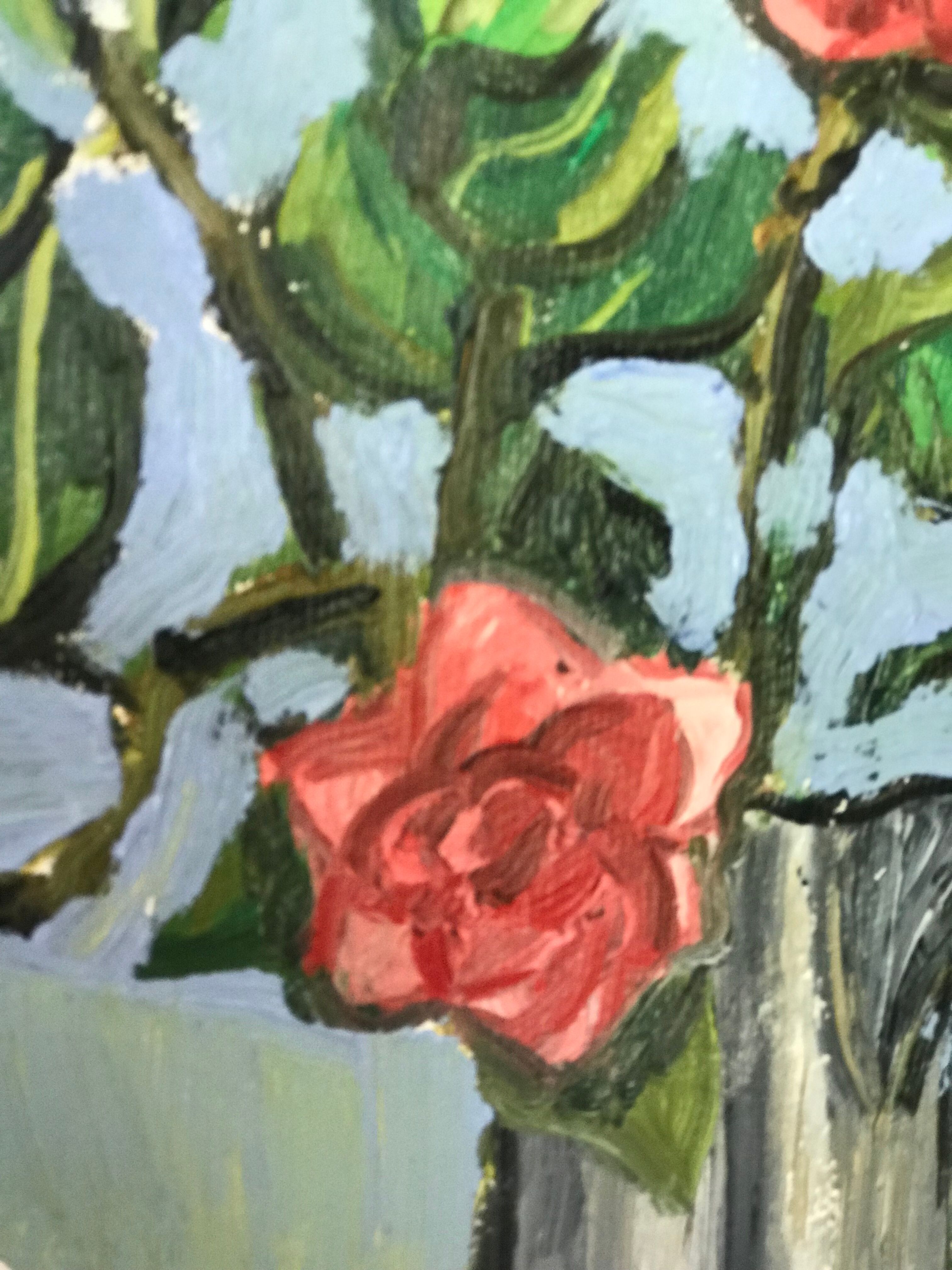 Peinture huile, bouquet de roses