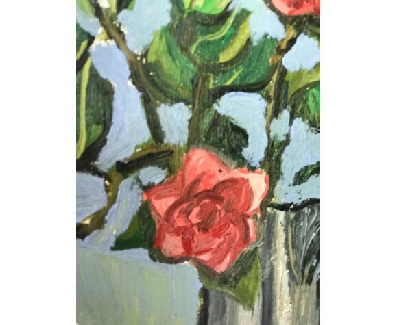 Oil painting, bouquet of roses