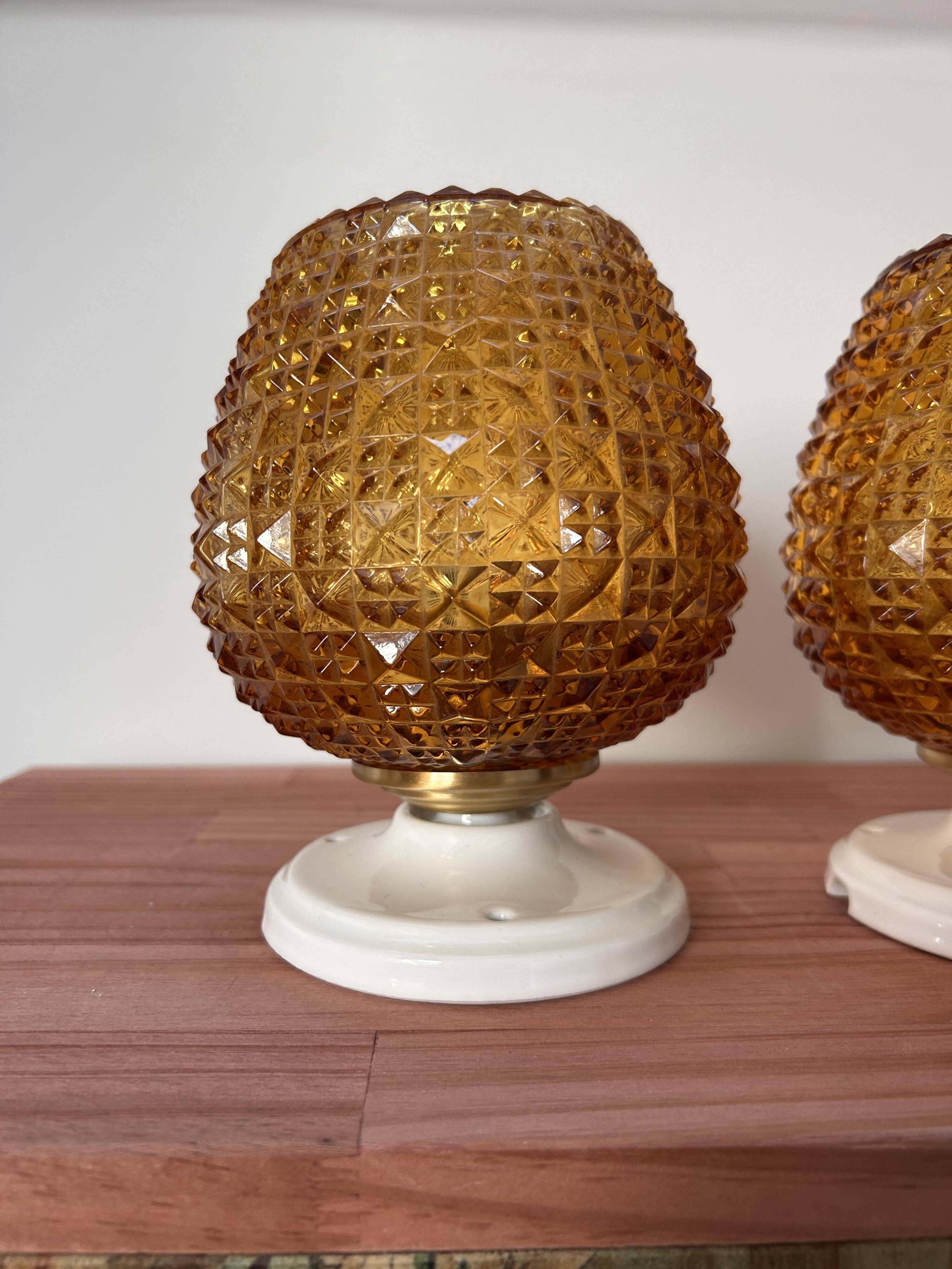 Pair of gold glass wall sconces