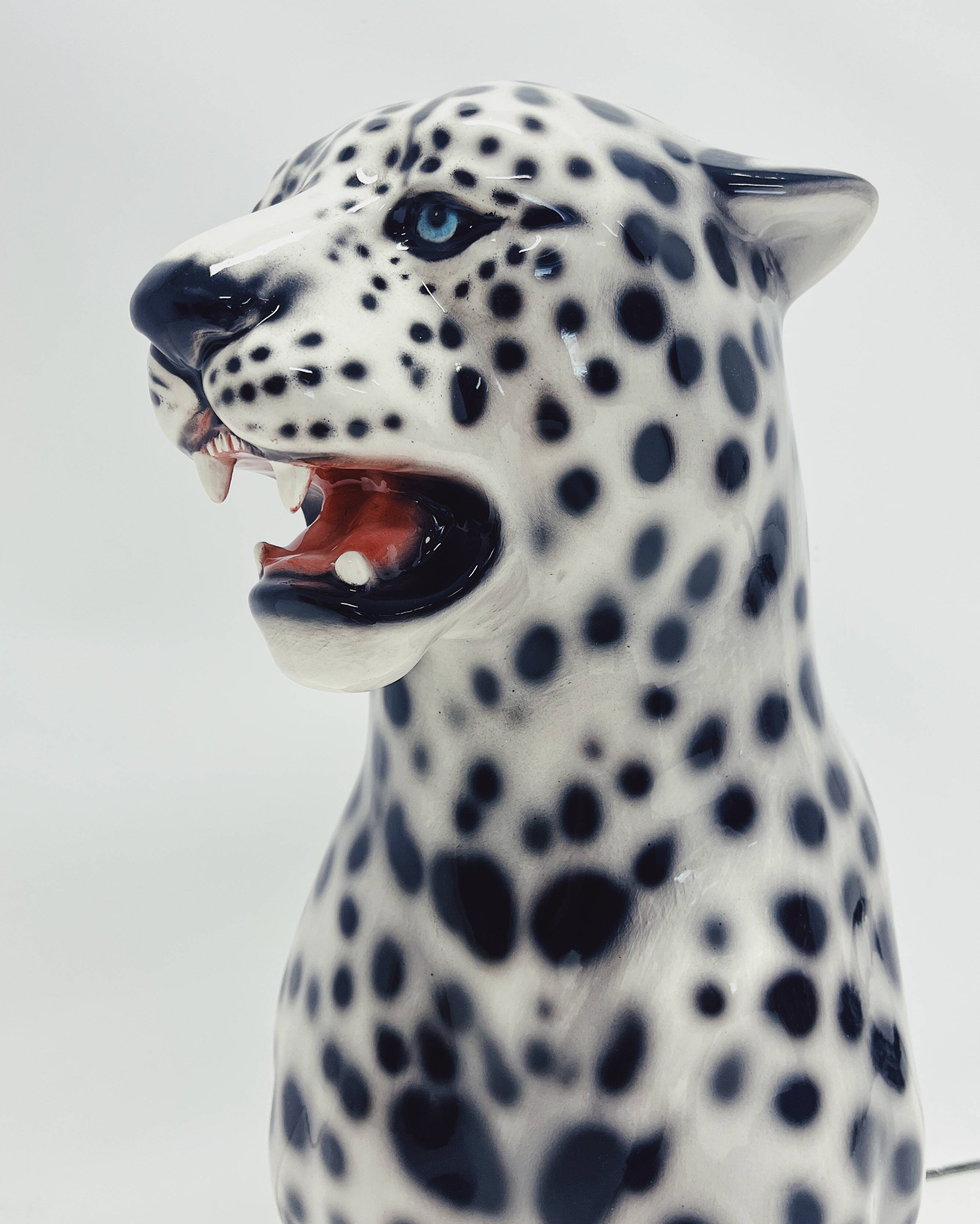 Ceramic Statue Leopard White