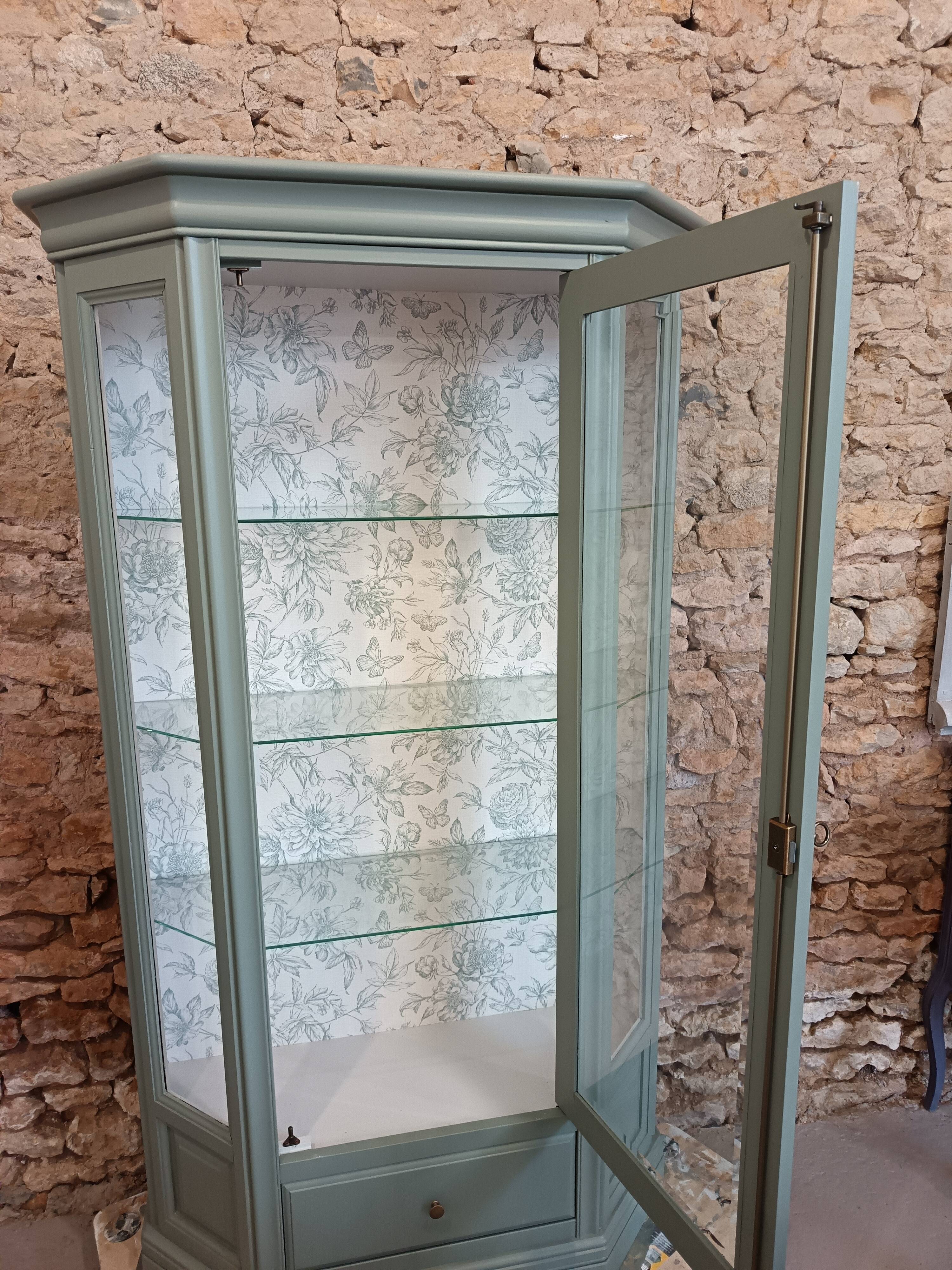 Bronze green display cabinet bookshelf