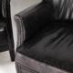 Pair of small leather club armchairs