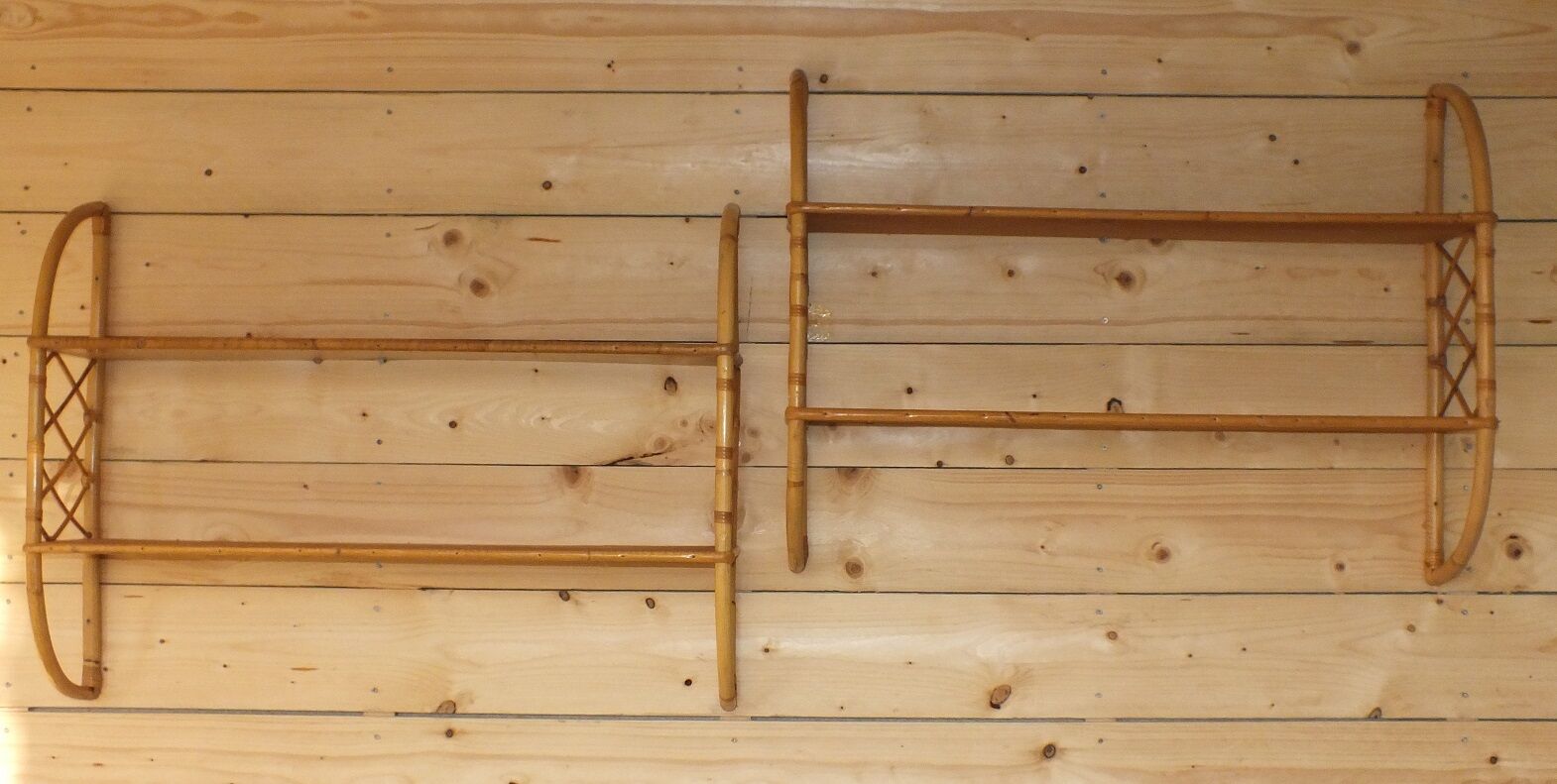 Pair of vintage rattan shelves