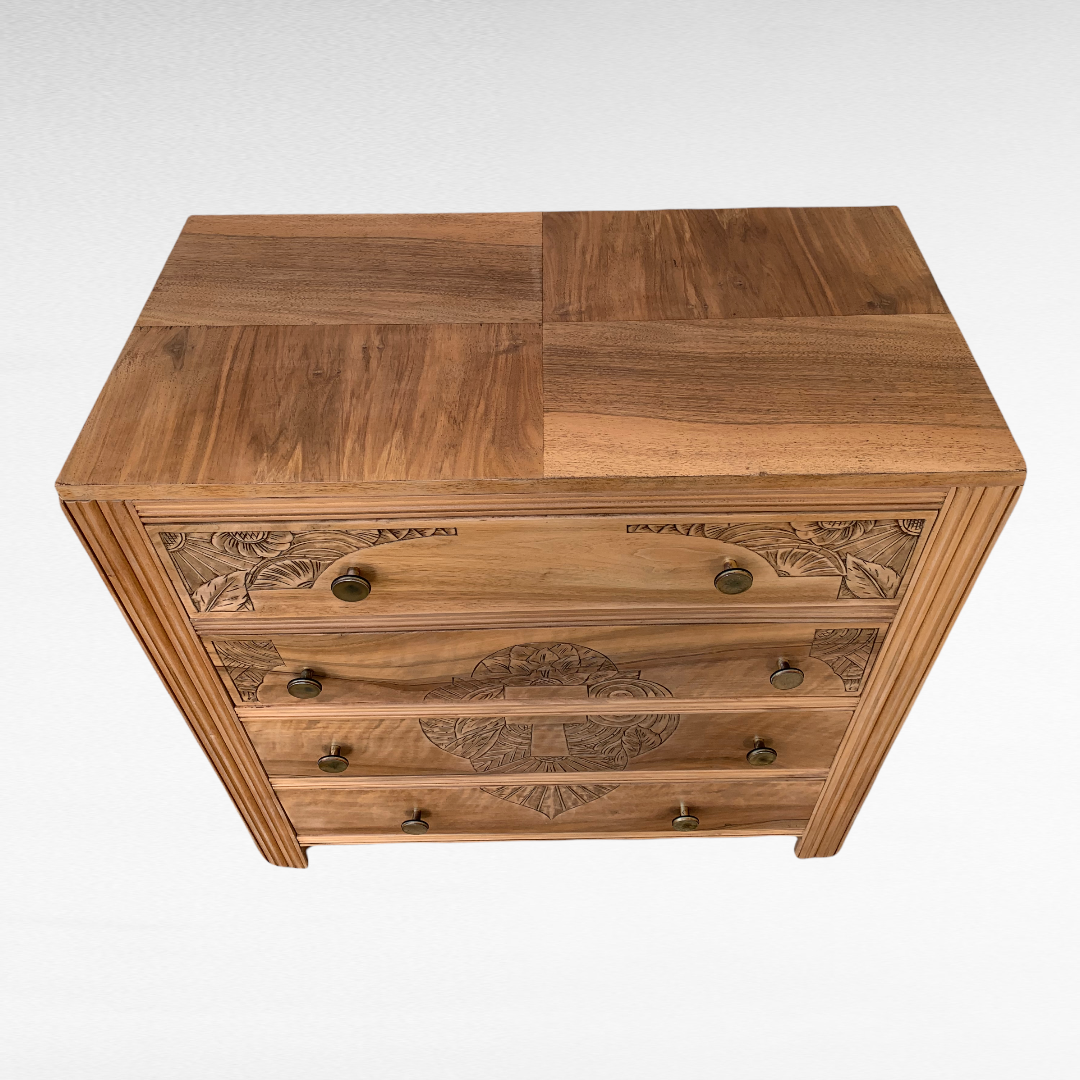 Art Deco chest of drawers Blond walnut 1930