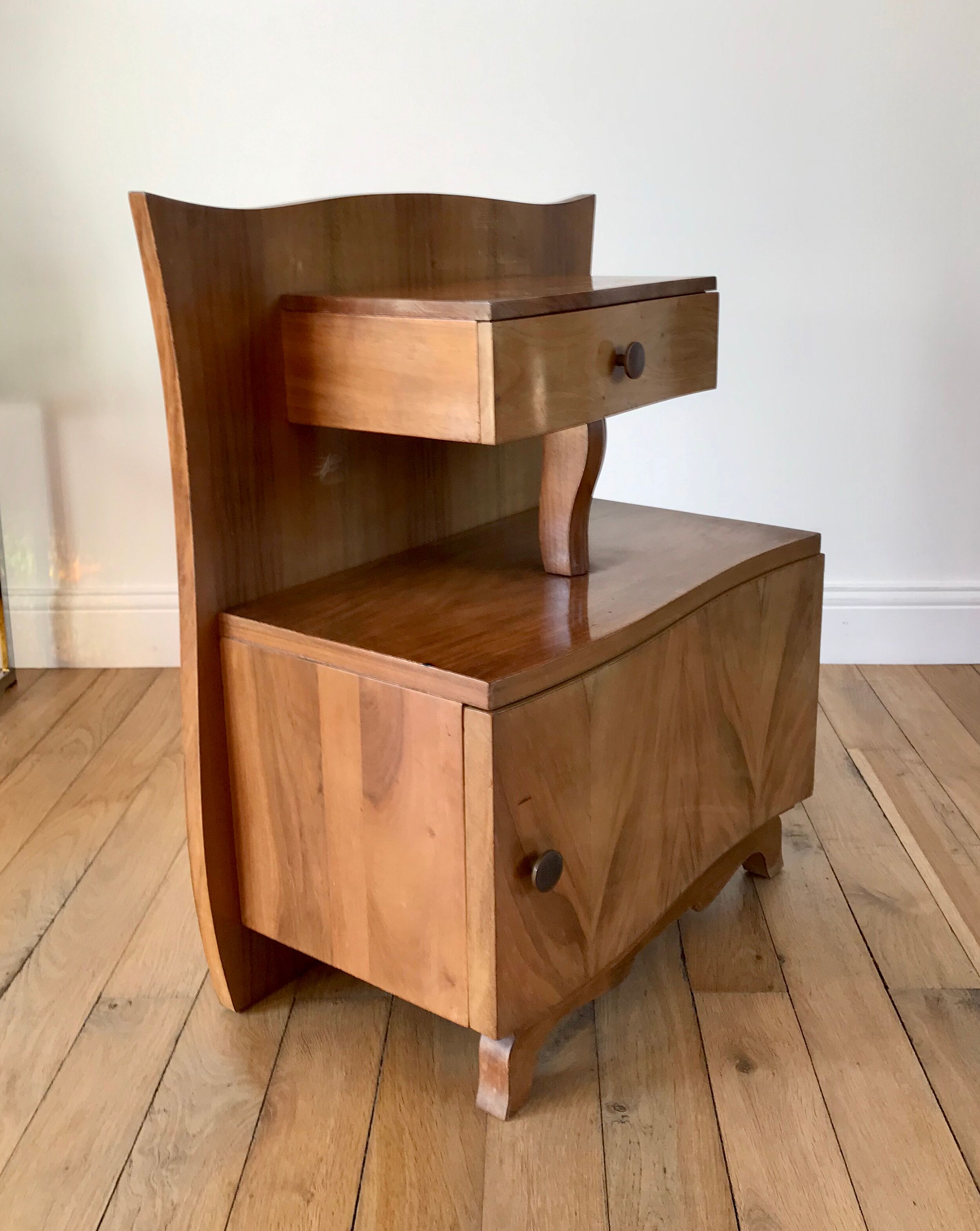 Bedside table in beech wood art deco 30s