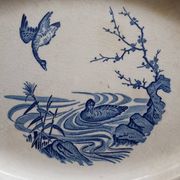 Plat ovale camaïeu de bleu en faïence de Gien