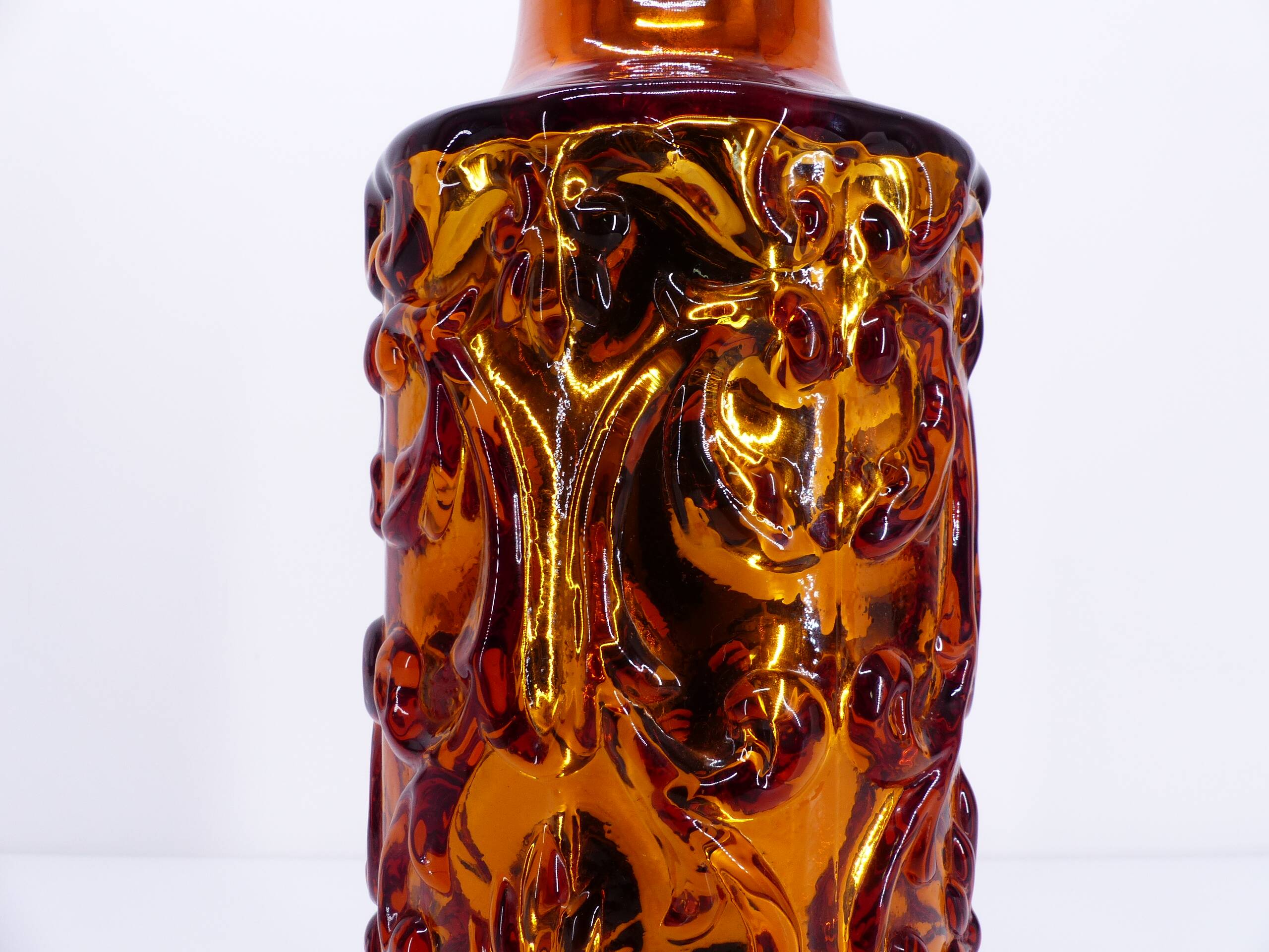 Scandinavian Gustaf Leek lamp in gold églomisé glass Orrefors 1960