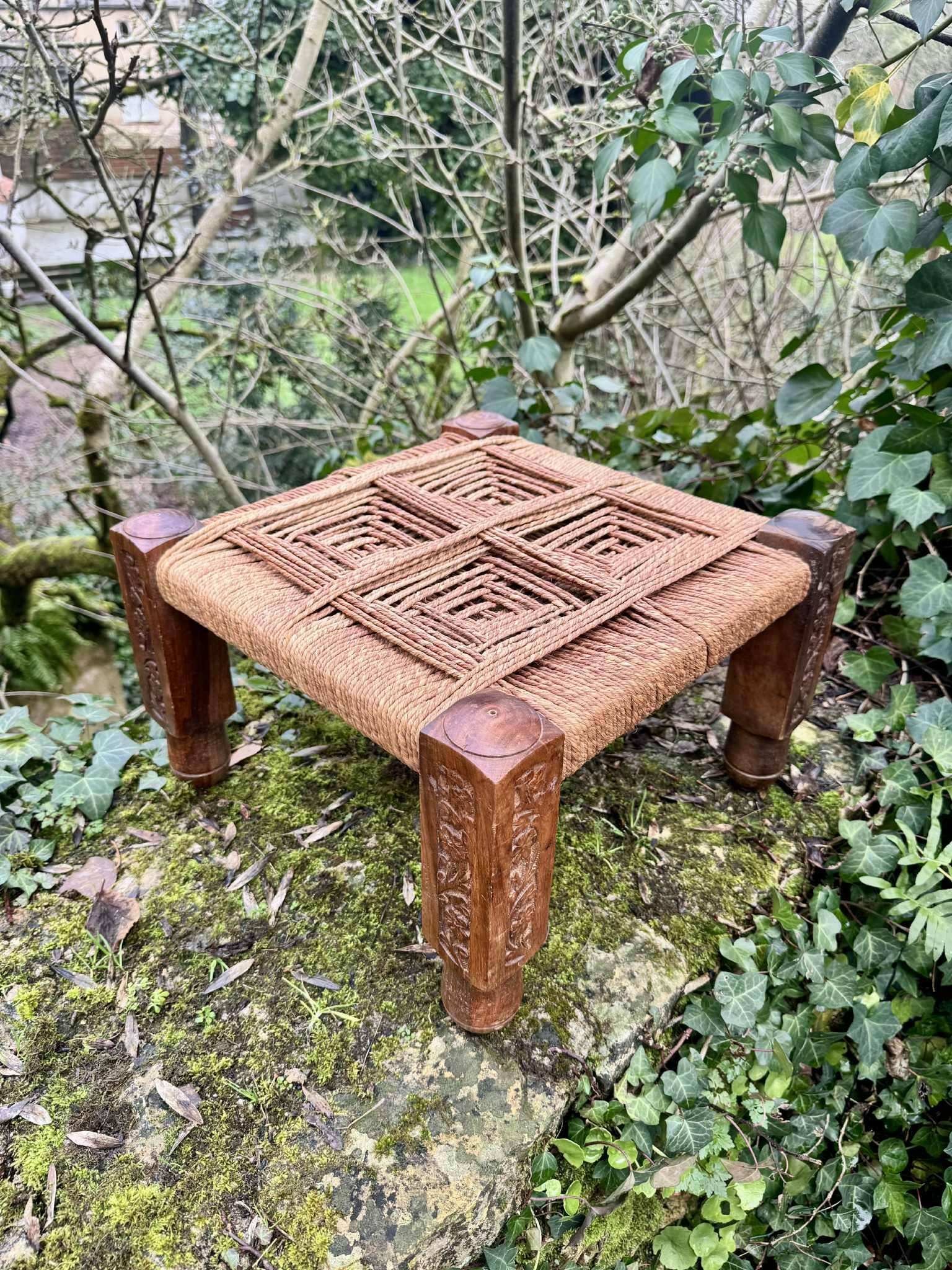 Large Indian rope stool from the early 20th century.