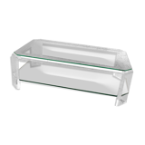 Modernist coffee table in glass and plexiglass altuglas design David Lange 1980