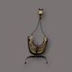 Antique wrought iron, wood and suede magazine rack - 4.1 kg - 1950s