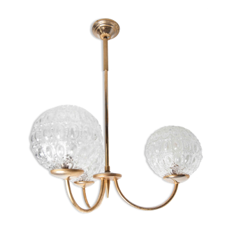 Brass ceiling and glass 3 balls 1960