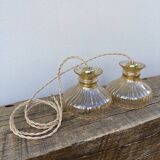 Pair of amber glass walkmen to hang in suspension