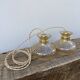 Pair of amber glass walkmen to hang in suspension