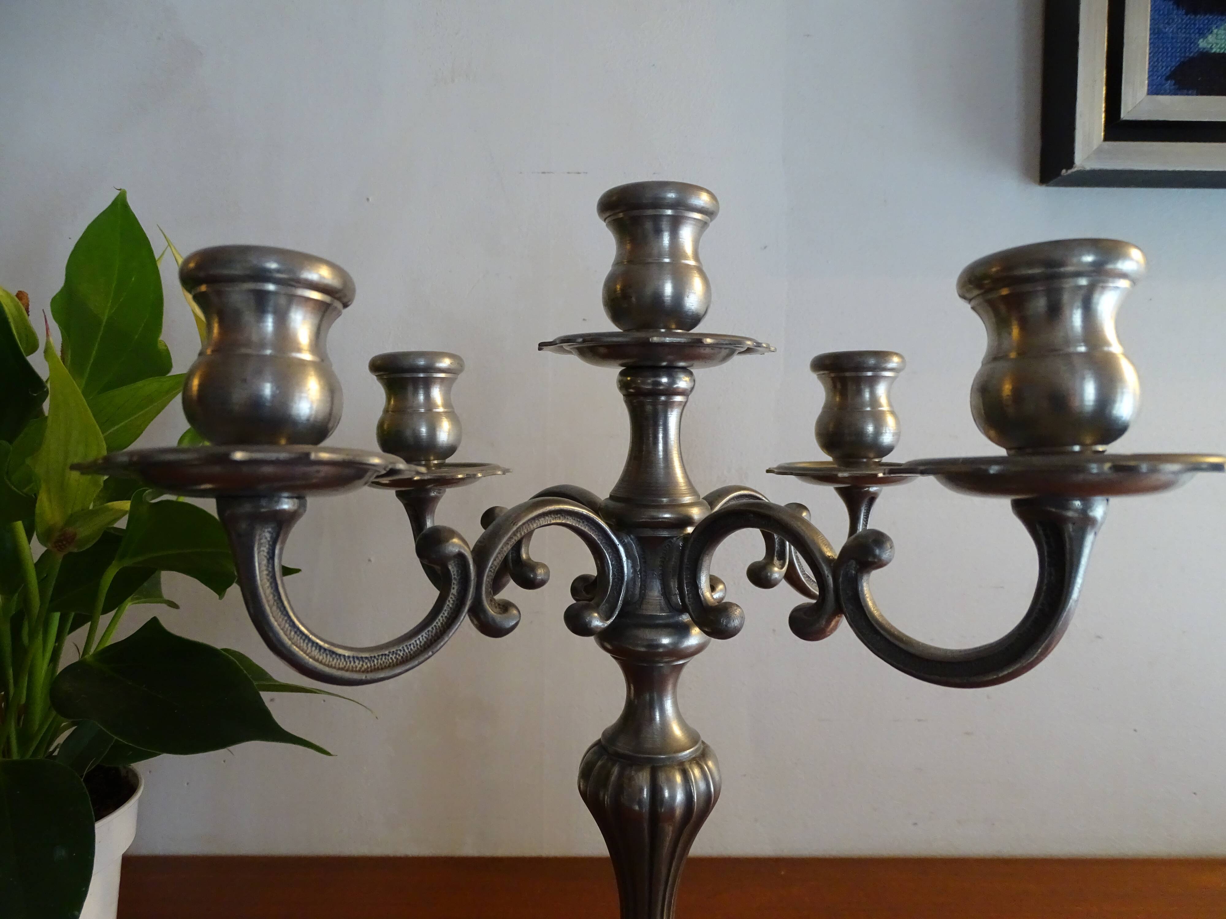 Candlestick 5 branches pewter Peltro signed