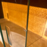 Vintage wall display case 1950 oak and wicker