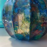 Vase laque line bleu