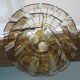 Suspension chandelier 3 rows plates smoked glass and tassels