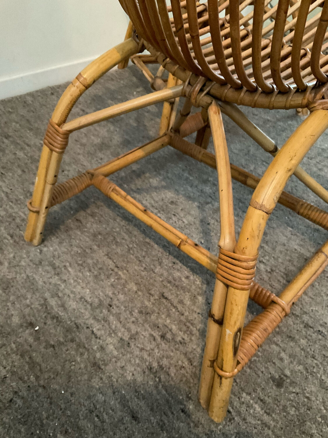 Pair of rattan shell armchairs 60s