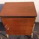 Metal and wood boarding school bedside table