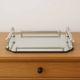 Vintage mirrored tray with glass and metal handles – H5 × W39 × D30 cm