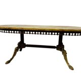 Vintage onyx coffee table with brass frame.