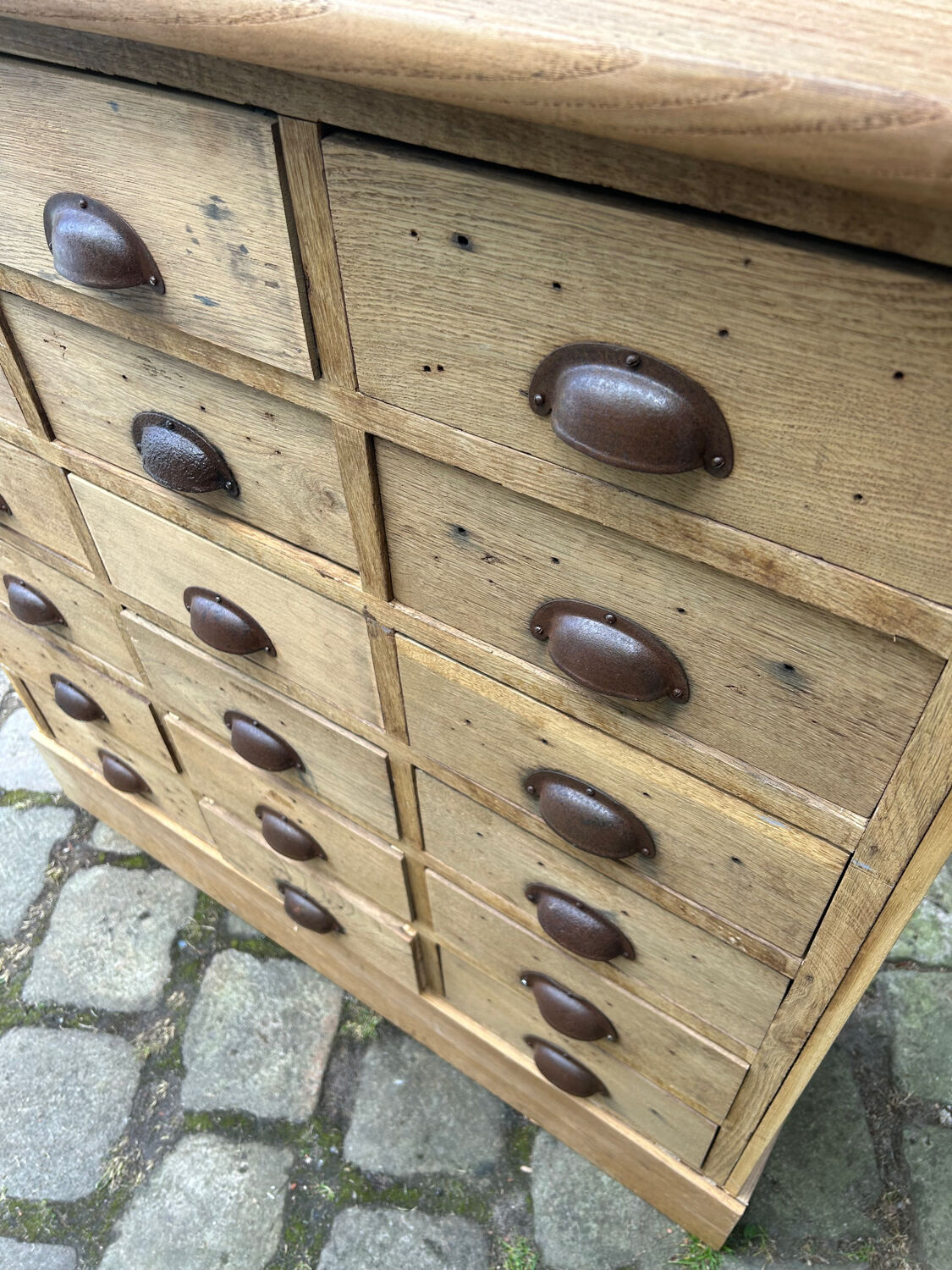 Oak craft cabinet with drawers