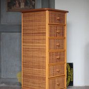 Vintage chest of drawers, Maugrion rattan weekly organizer for Roche Bobois