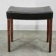 1960s Danish Modern Wood and Black Leather Stool