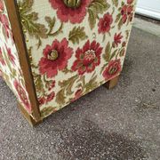 Armoire - penderie - Ancienne - Bois - Tissu Floral - Artisanal