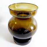 Vase vintage verre fumé