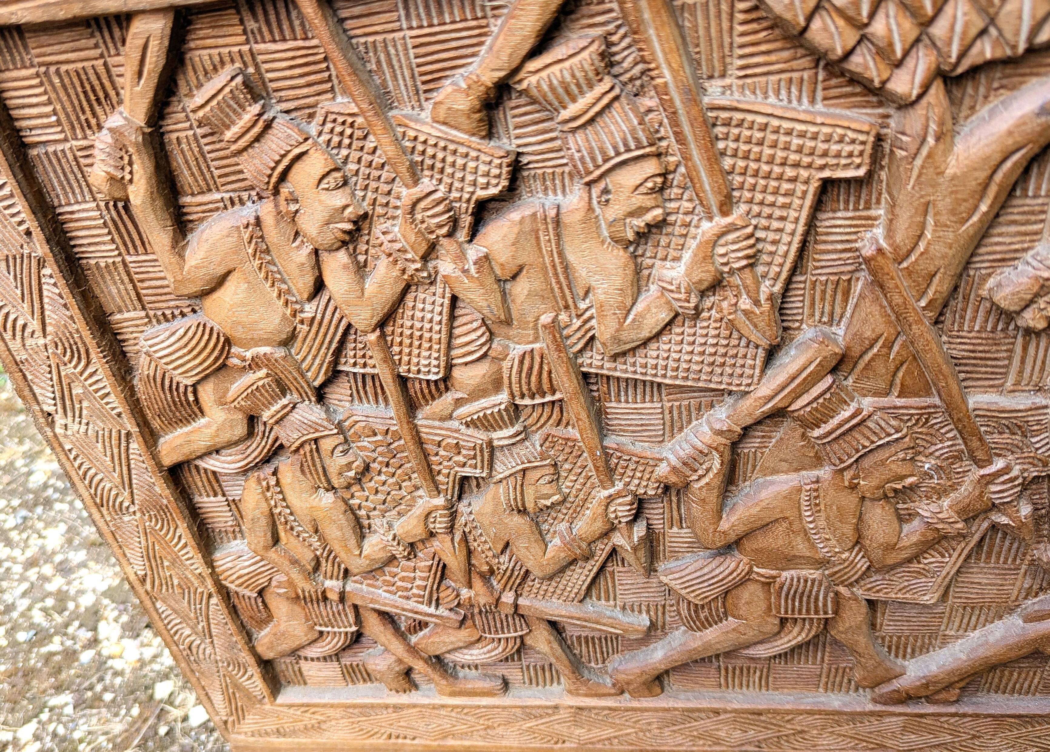Antique Large Exotic Wood Chest Carved Africa