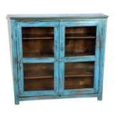 Burmese teak showcase with original blue patina