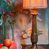 Lamp foot turned carved antique patina