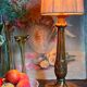 Pied de lampe bois tourné sculpté patiné ancien