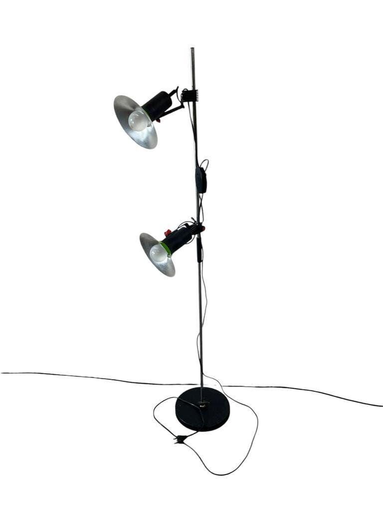 Vintage green fluorescent floor lamp with spots.