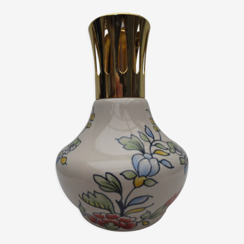 Lampe  berger vintage en céramique décorée