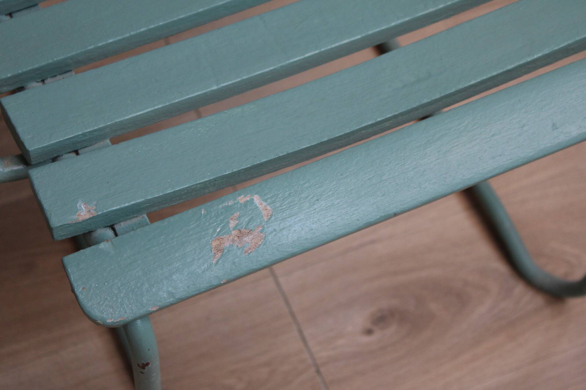 Garden chairs set of 5 in metal and painted stackable wood 1960 denmark
