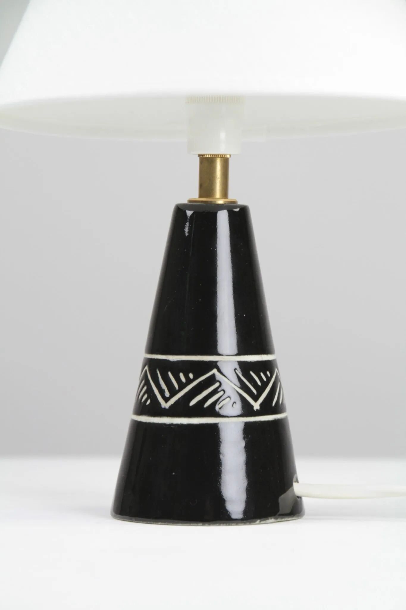 Black ceramic table lamp with sgraffito detail, Scandinavia, 1960s/1970s