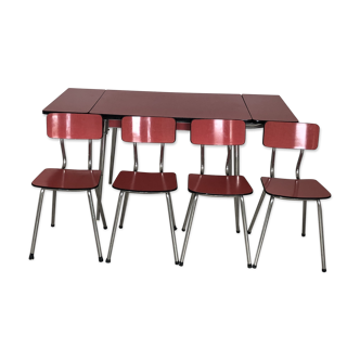 Red formica table & 4 chairs