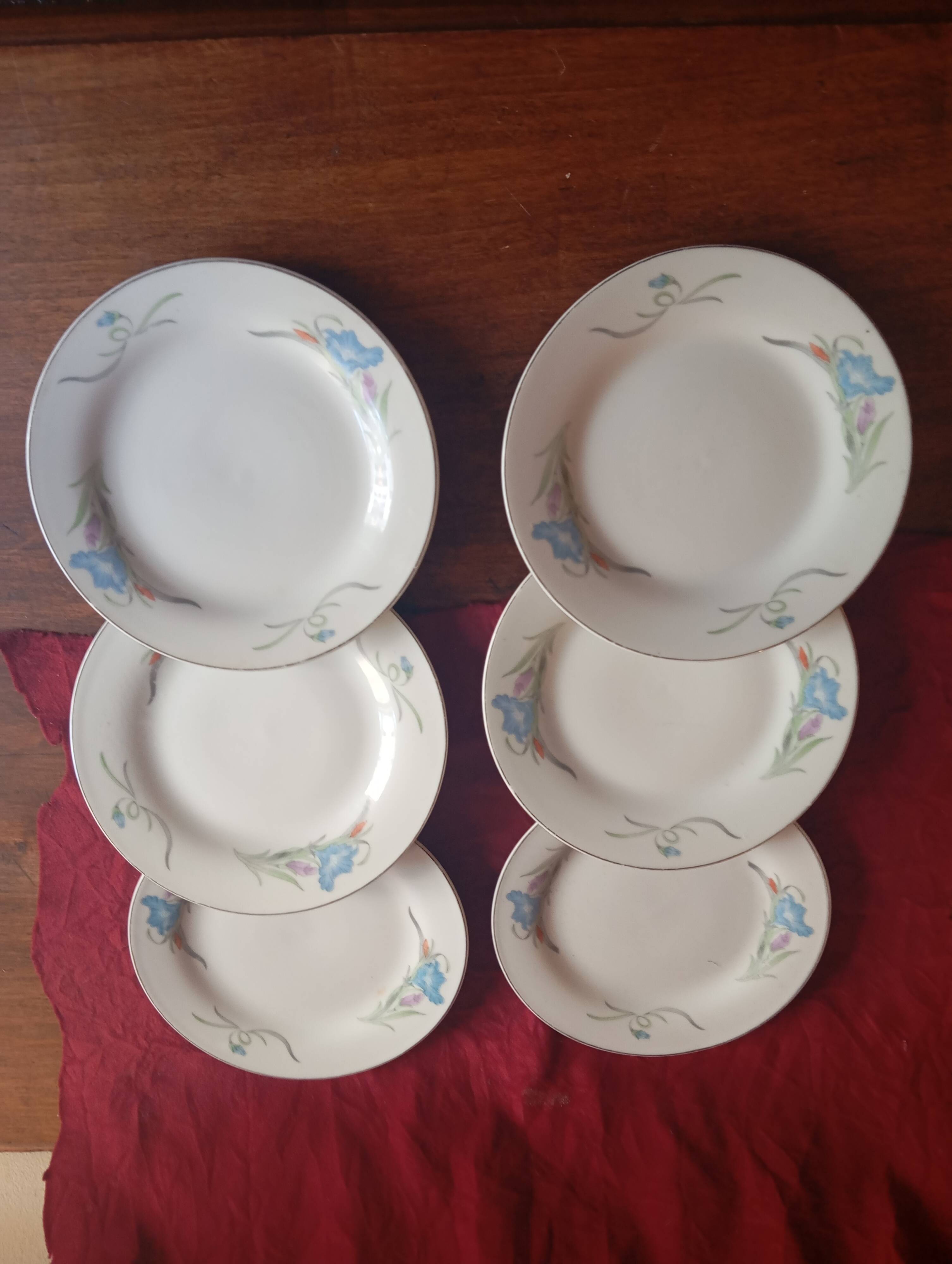 Set of 6 dessert plates in porcelain