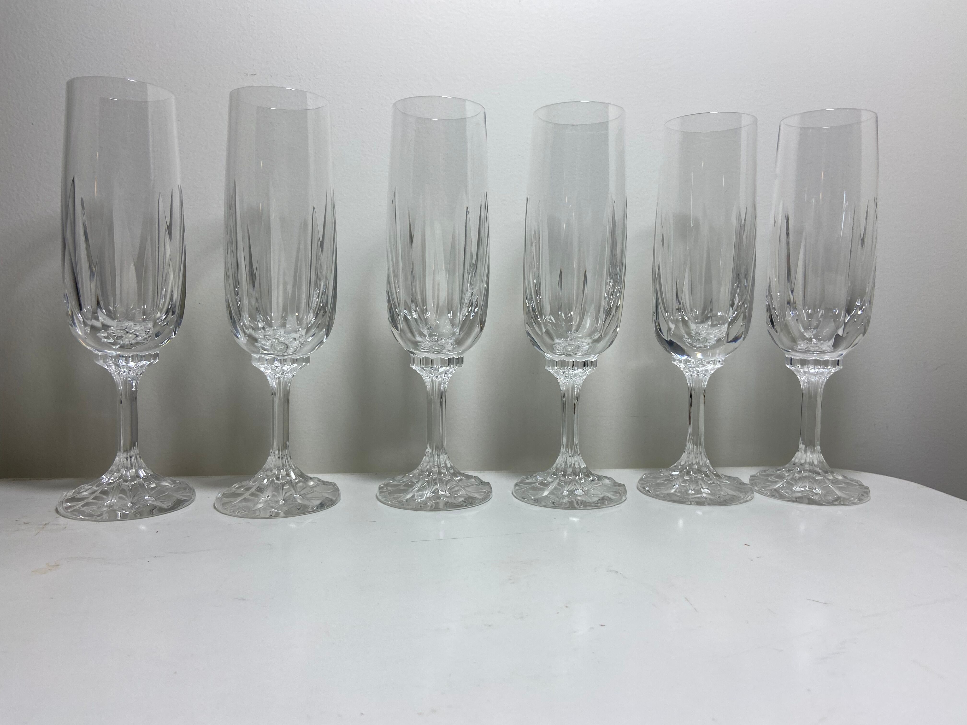 Set of 6 Champagne flutes in Villeroy and Boch crystal